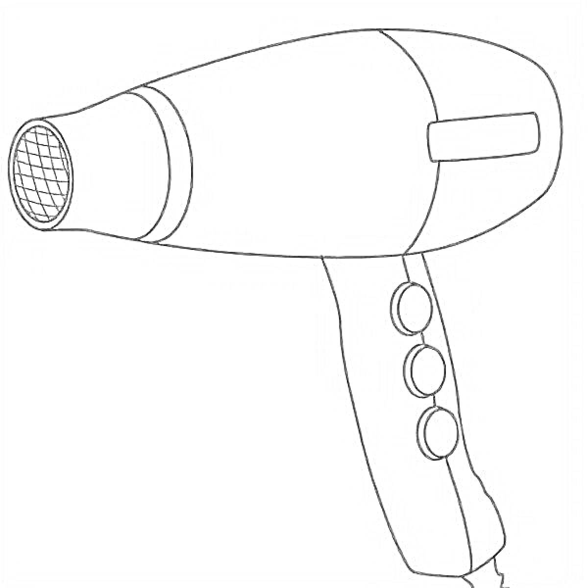 Фен с тремя кнопками и проводом