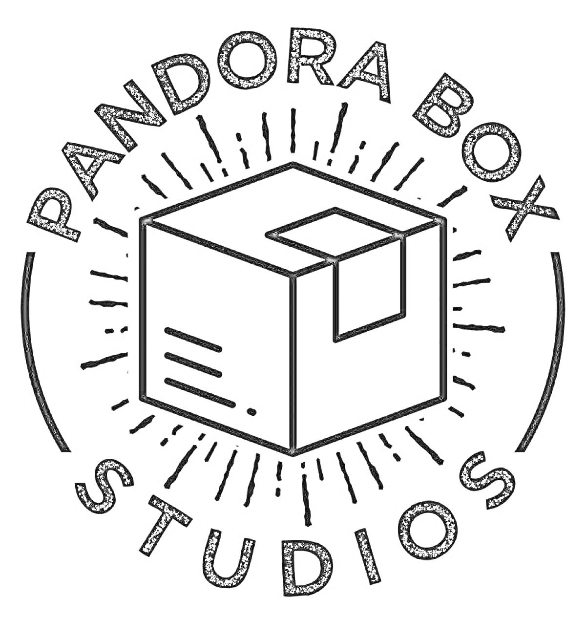 Раскраска коробка с надписью PANDORA BOX STUDIOS