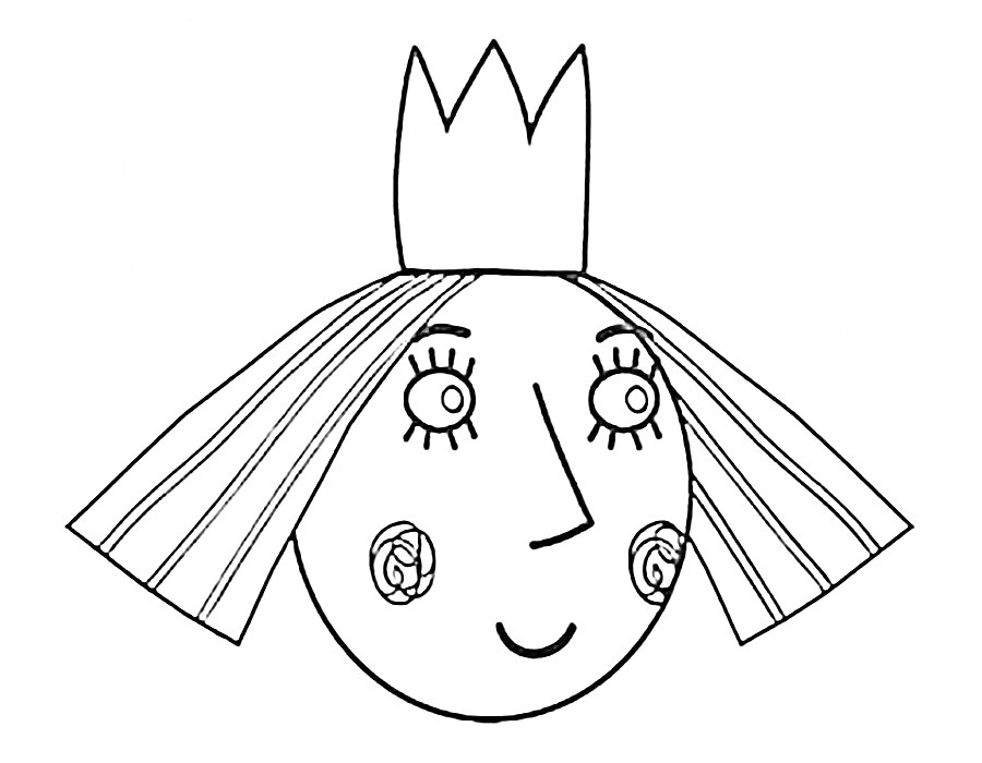 Раскраска Портрет персонажа с короной из мультфильма 