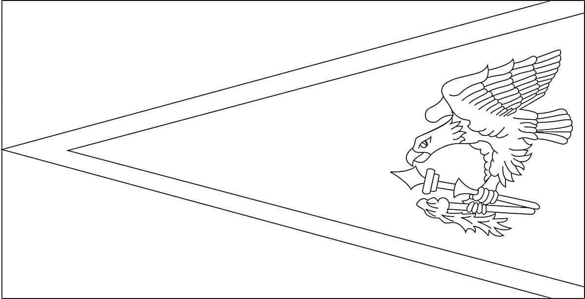 На раскраске изображено: Город Орел, Орел, Булава, Флаг
