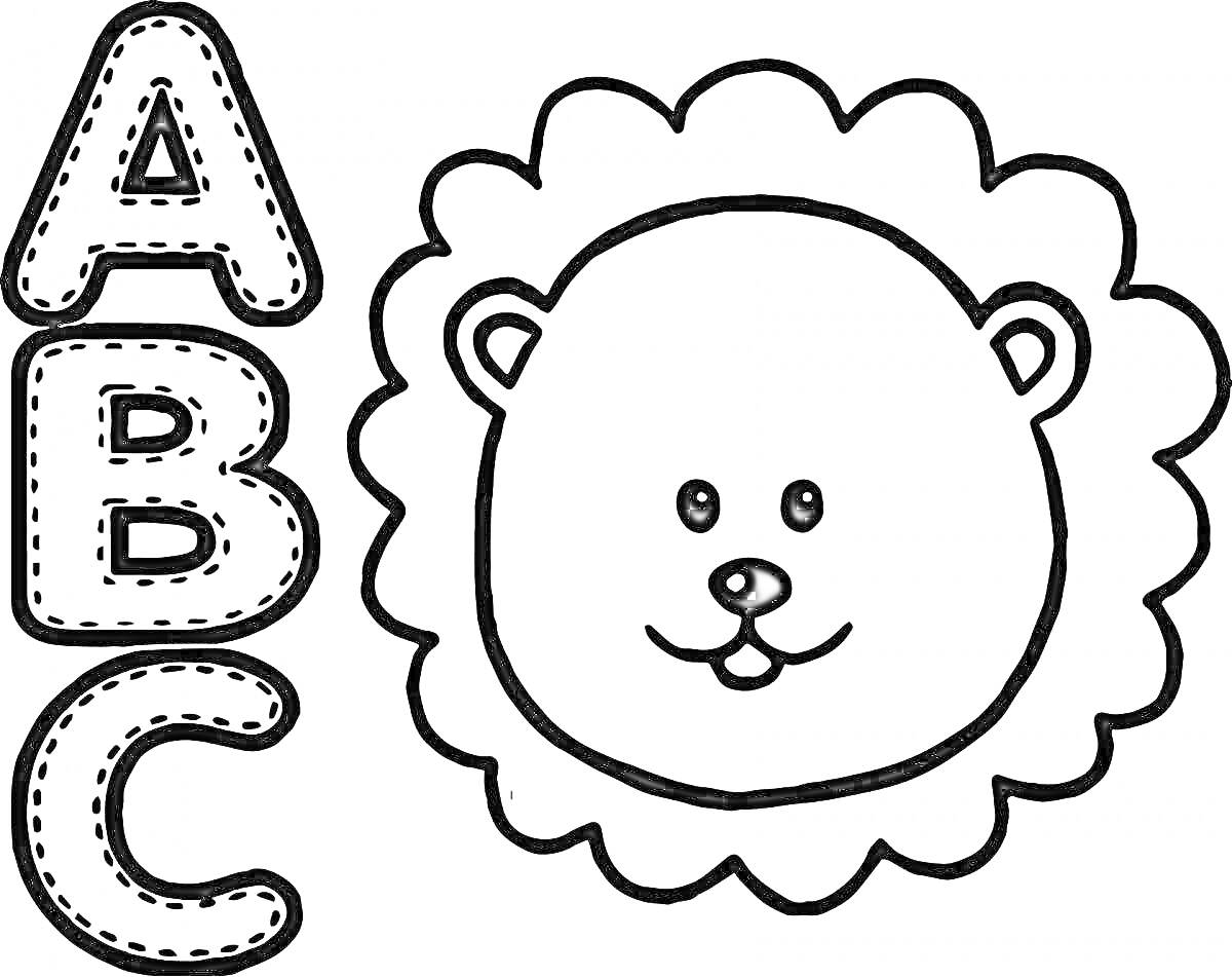 Раскраска Буквы ABC и морда льва