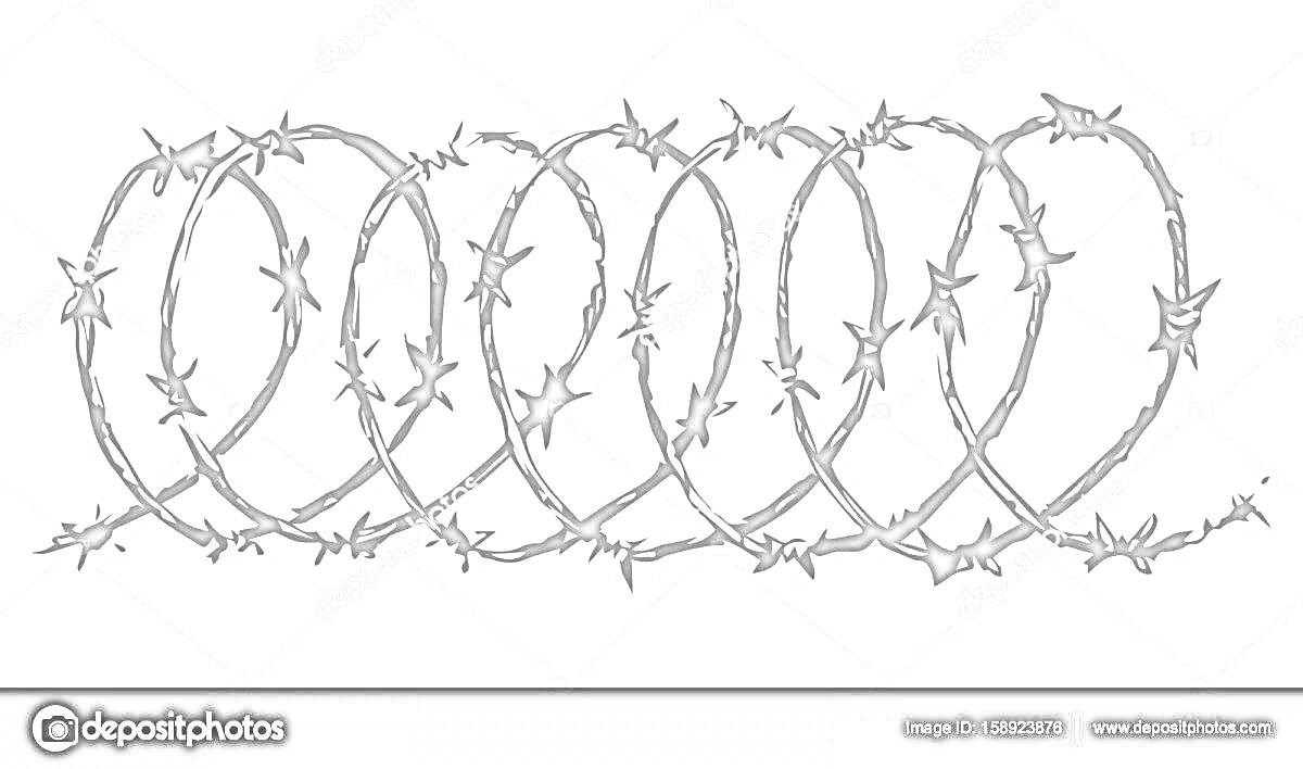 Раскраска Колючая проволока, расположенная в виде повторяющихся колец