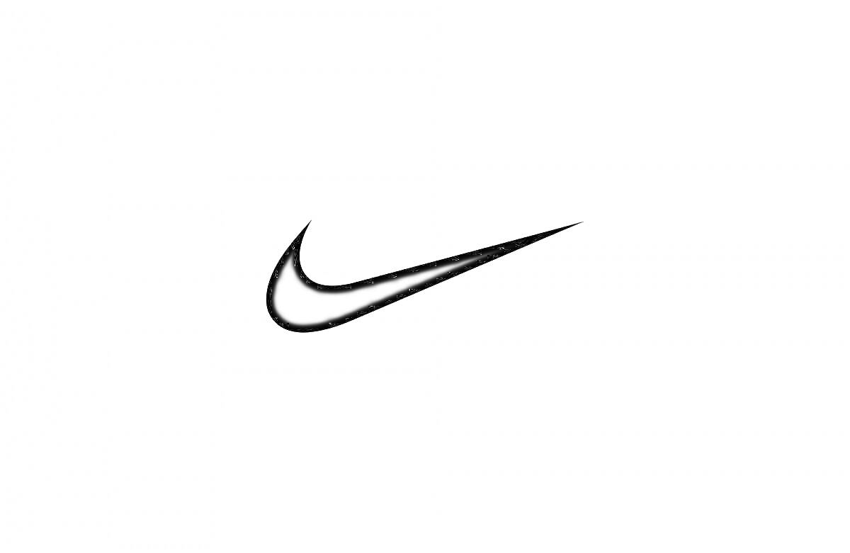 Раскраска Логотип Nike в виде черного Swoosh на белом фоне