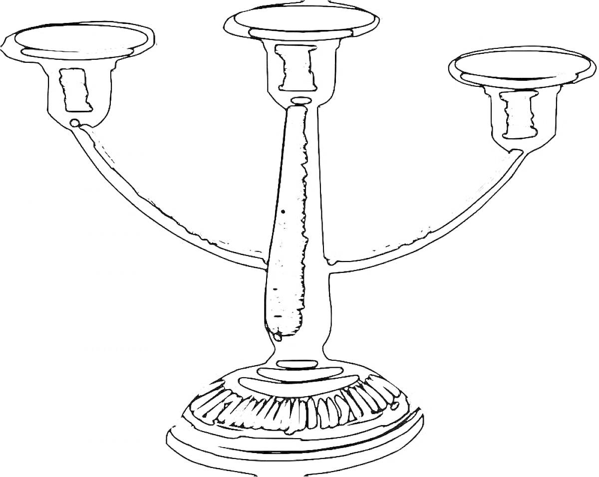 Раскраска тройной подсвечник на подставке