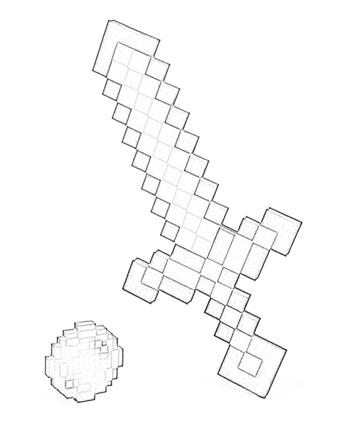Раскраска Эндер перл и алмазный меч из Майнкрафт
