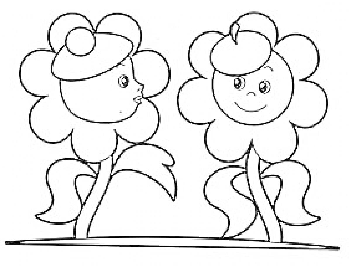 Раскраска Две цветочные феи с лицами детей