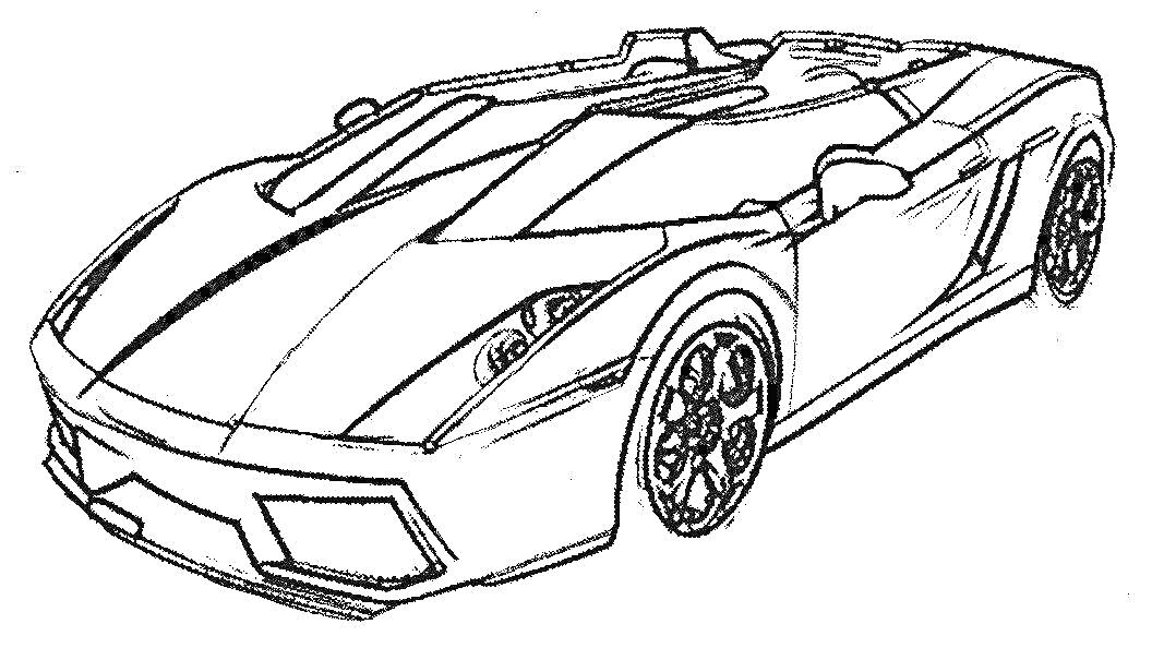 На раскраске изображено: Спортивный автомобиль, Аэродинамика, Колеса, Фары, Крутая машина
