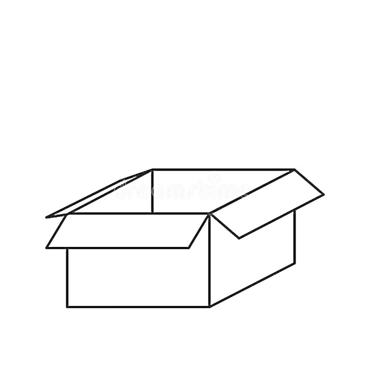 На раскраске изображено: Коробка, Картон, Открытая, Упаковка, Предметы