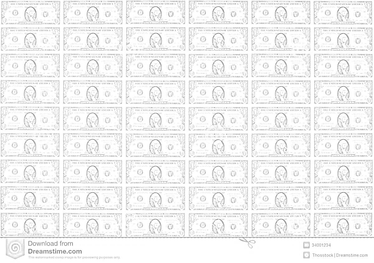 На раскраске изображено: Мини деньги, Доллар, Купюры, Валюты, Портреты