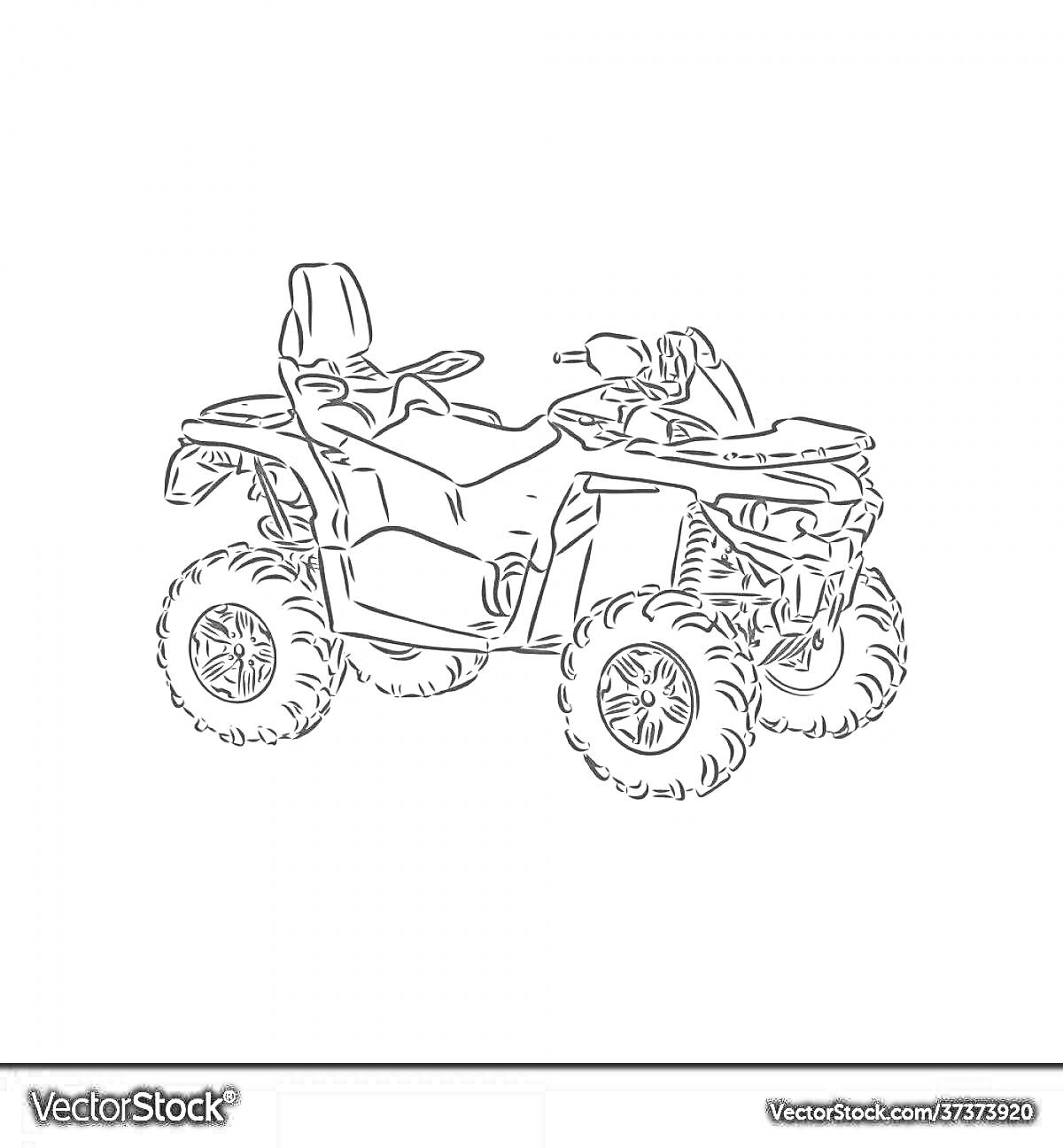 На раскраске изображено: Квадроцикл, Краски, Транспорт, Внедорожник, Колёса, Руль, Багажник