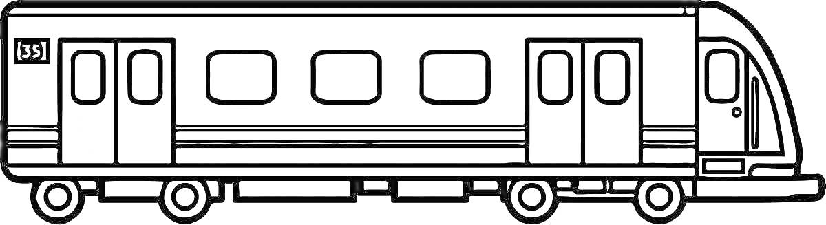 На раскраске изображено: Локомотив, Окна, Железнодорожный транспорт, Дверь, Вагоны