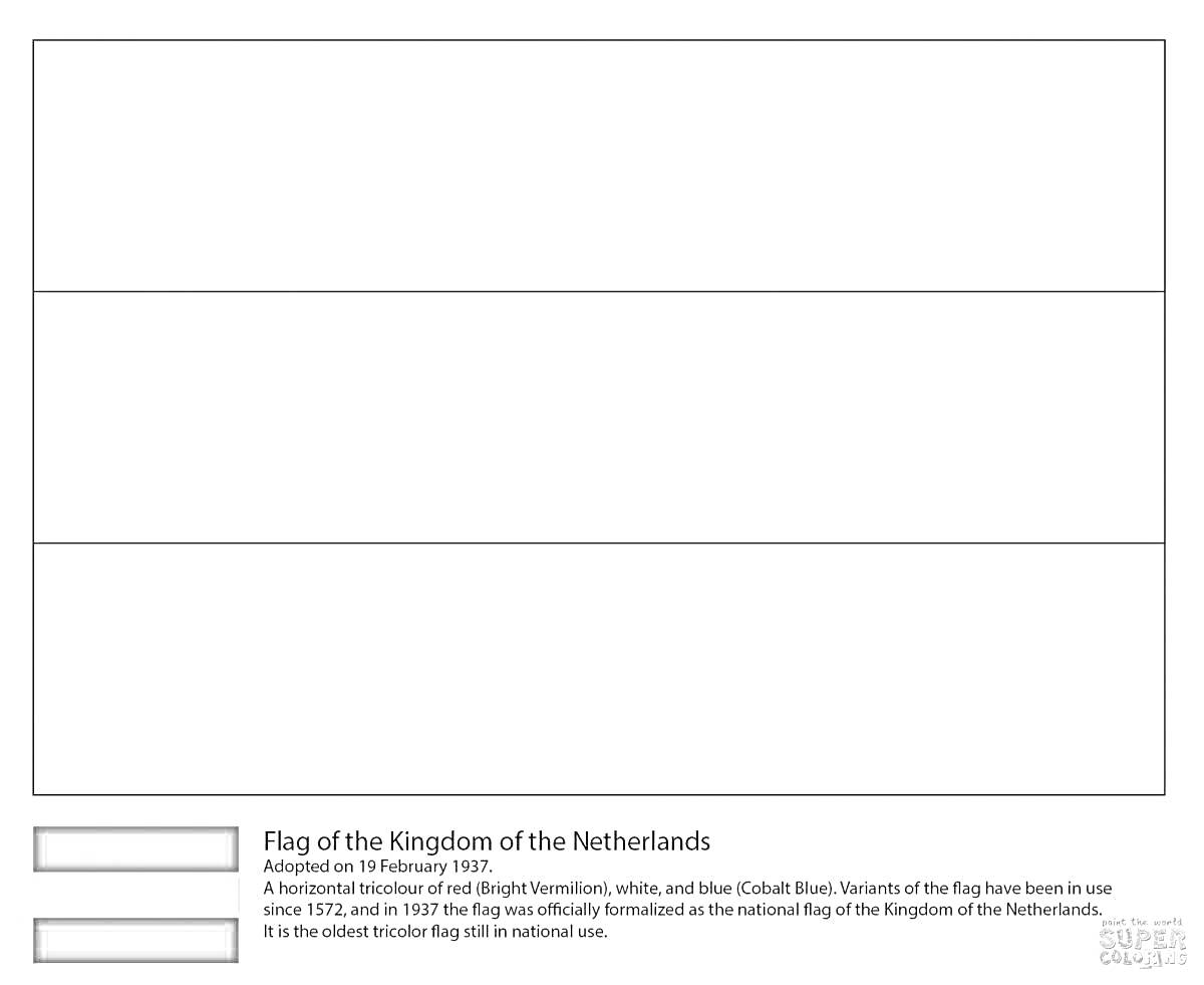 Раскраска Флаг Свердловской области с историями, текстами и закрашенными образцами флагов Королевства Нидерландов