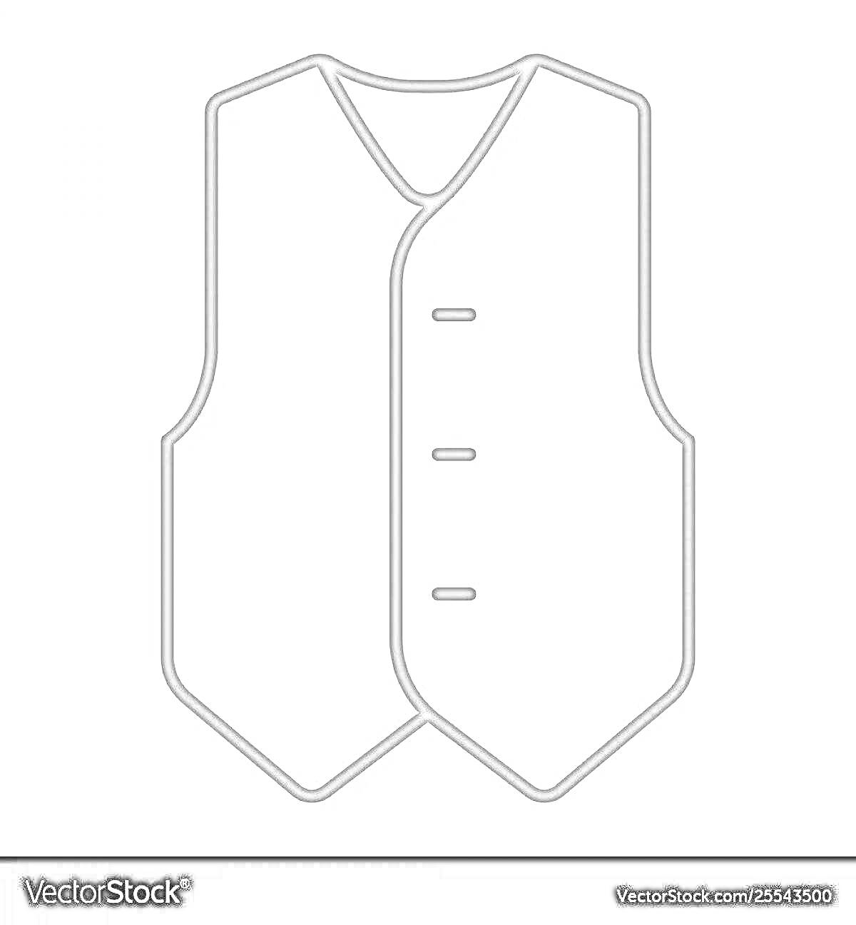 Раскраска жилет с тремя пуговицами, V-образный вырез, отсутствие рукавов и карманов