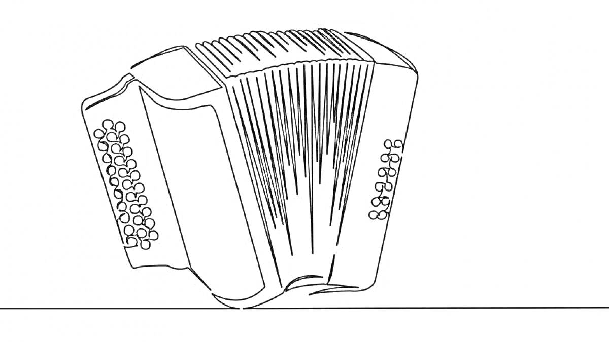 На раскраске изображено: Баян, Кнопки, Мехи, Музыкальные инструменты