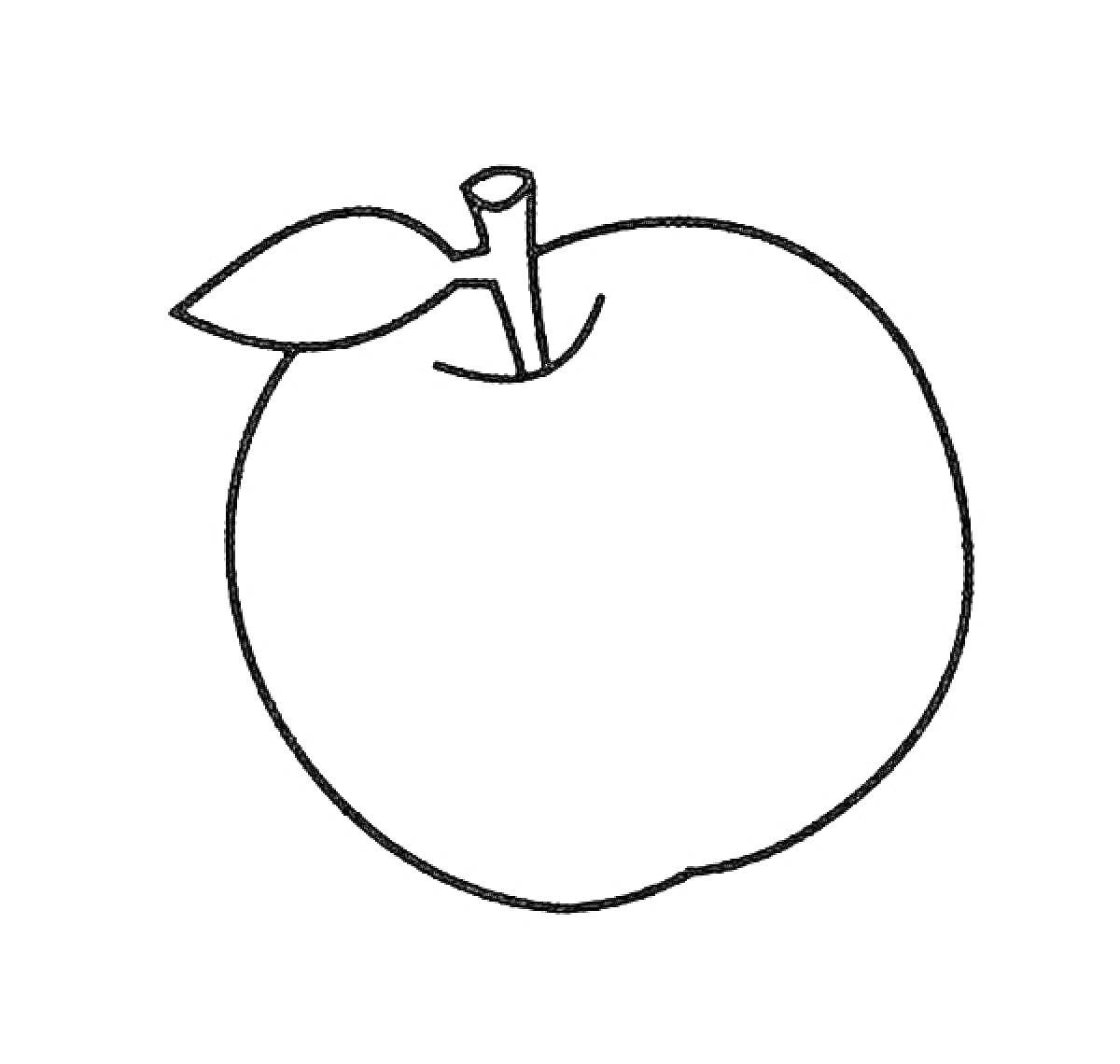 На раскраске изображено: Яблоко, Для детей, Листья, Фрукты, Контурные рисунки