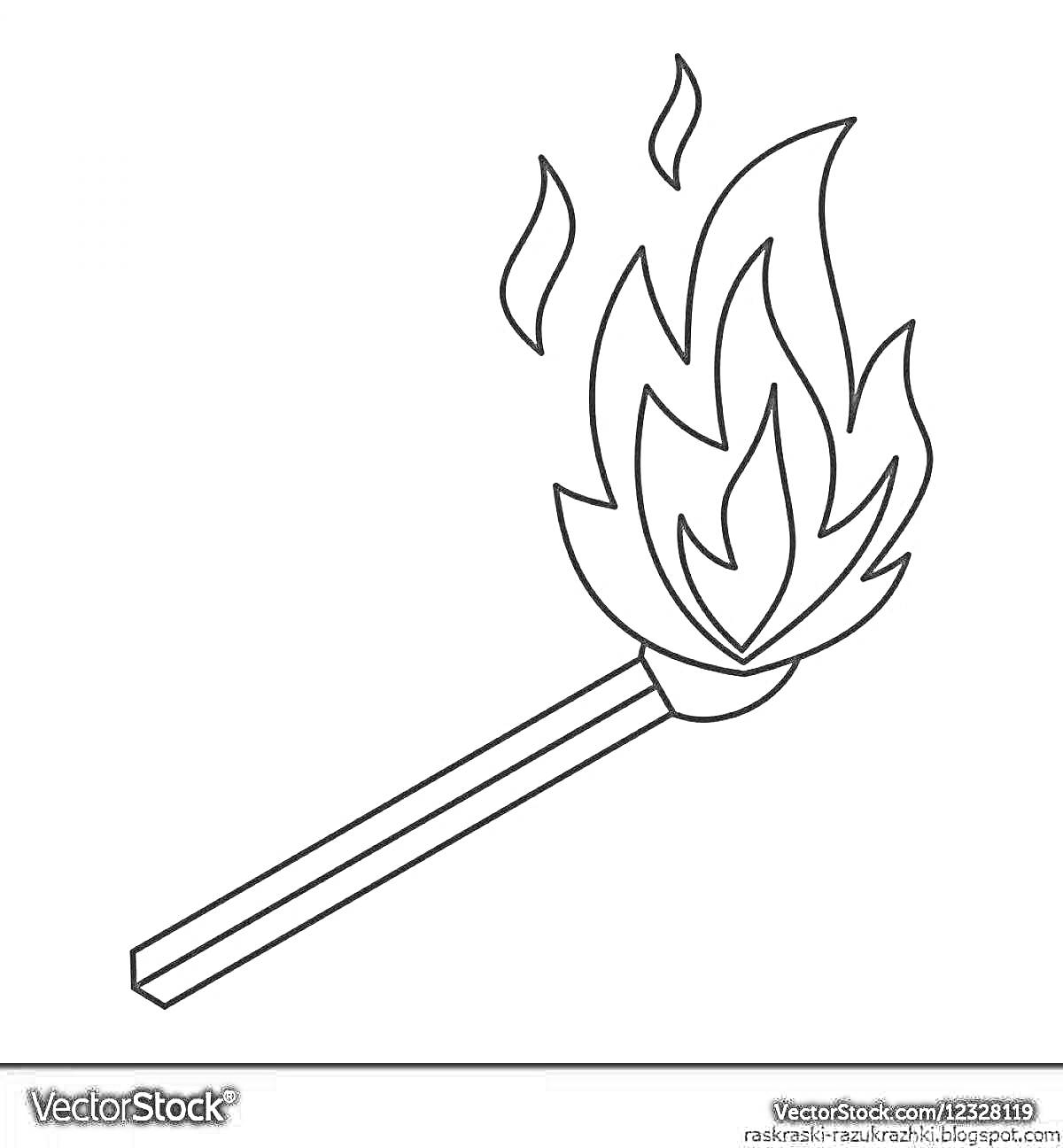 На раскраске изображено: Огонь, Пламя, Безопасность, Предупреждение, Для детей, Контурные рисунки