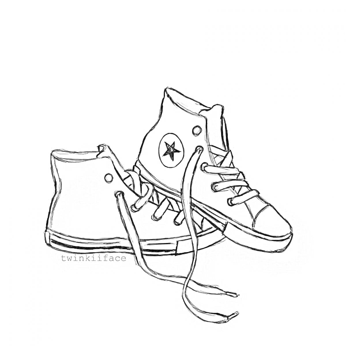 На раскраске изображено: Кеды, Обувь, Шнурки, Спортивная обувь