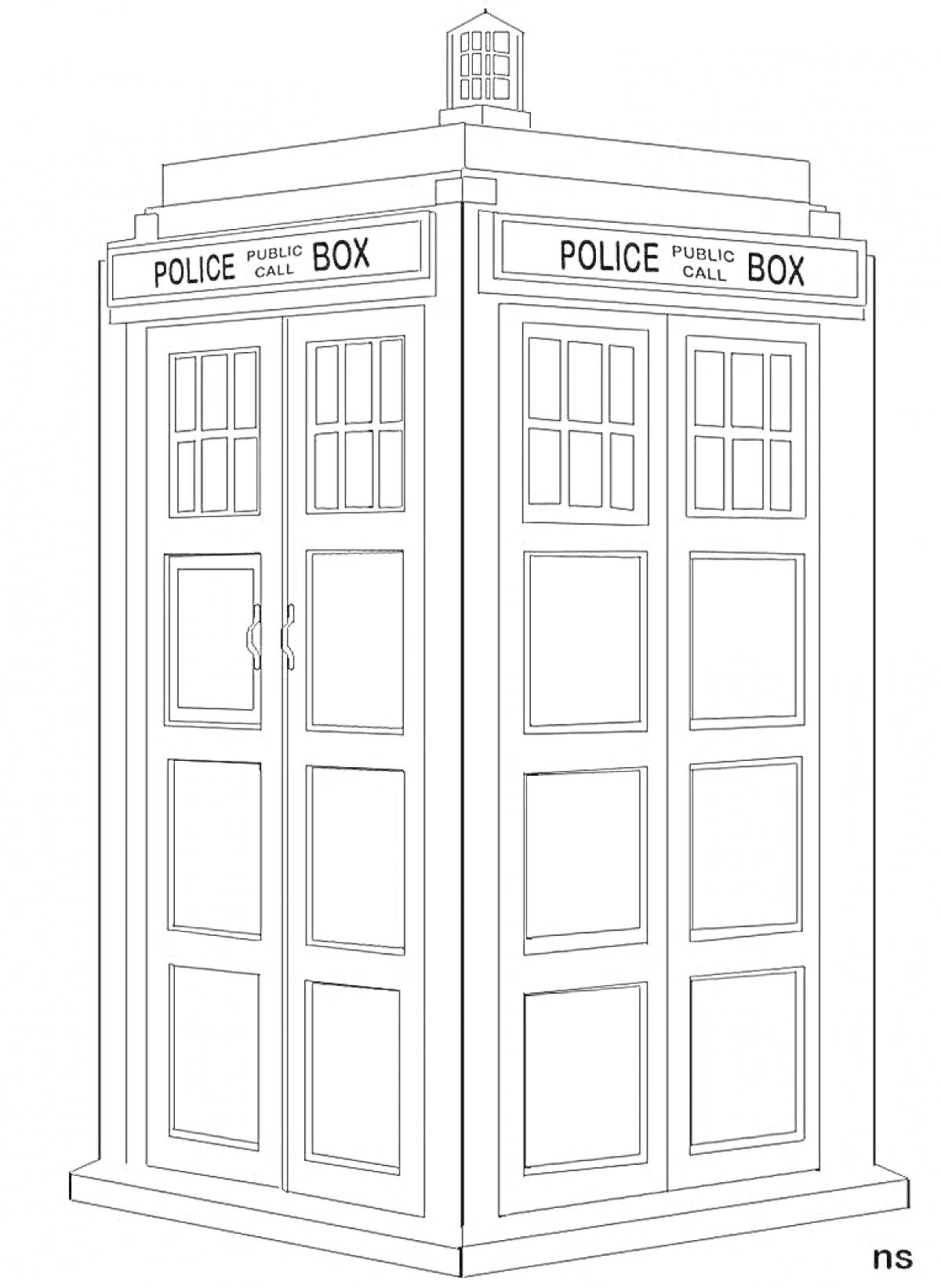 Раскраска Полицейская будка TARDIS из сериала 