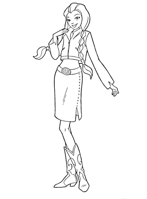 Девушка в платье с длинными рукавами и в ковбойских сапогах из Тотали спайс