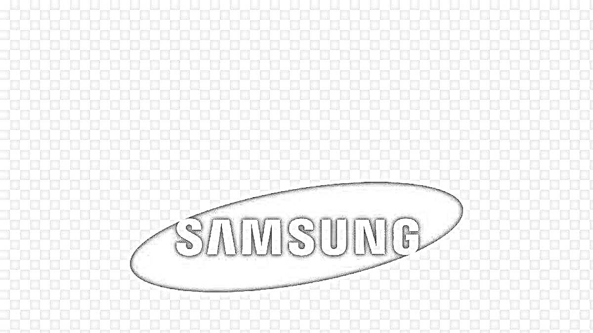 Раскраска Логотип Samsung на фоне в клетку