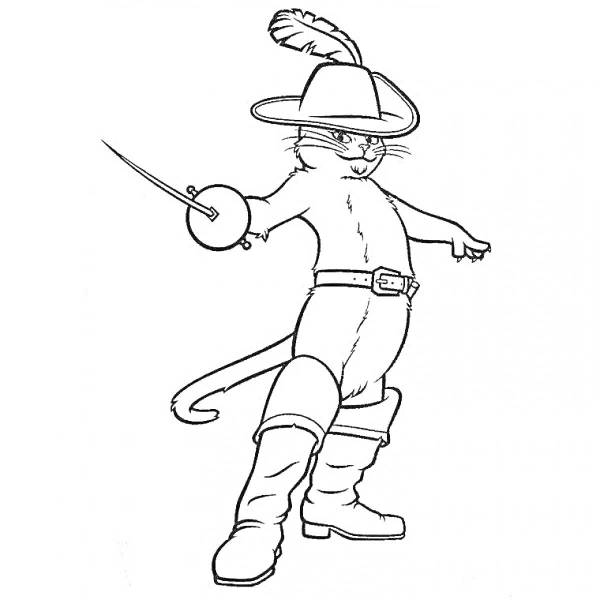 Кот в сапогах раскраска