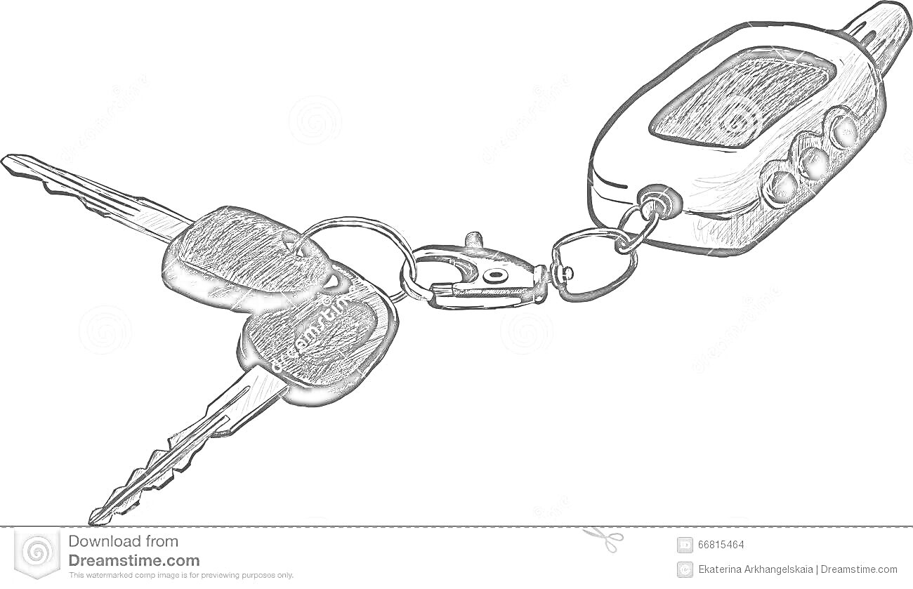 Раскраска Ключи от машины с брелоком и сигнализацией