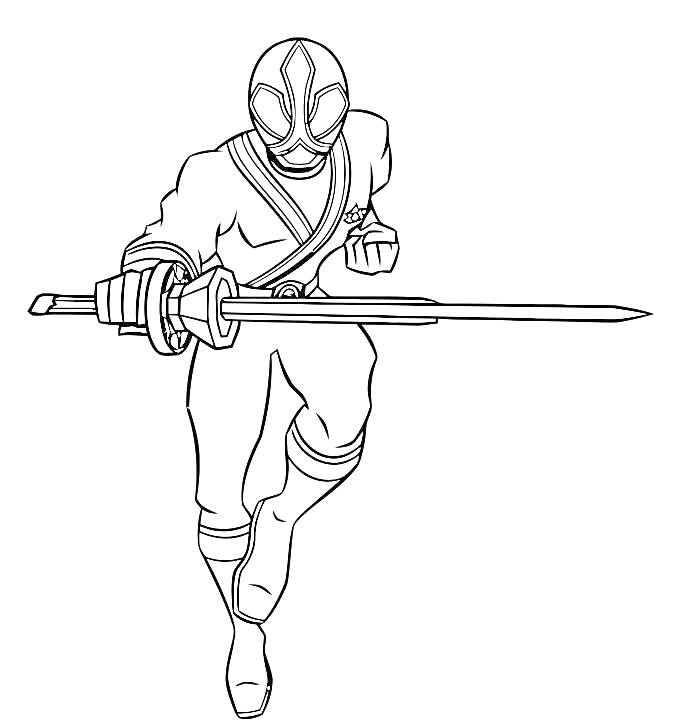 Раскраска Самурай-рейнджер с мечом в руке