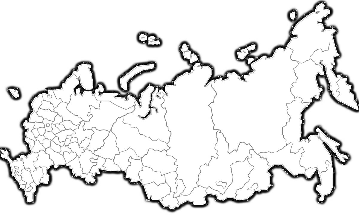 Раскраска Карта Российской Федерации с границами регионов