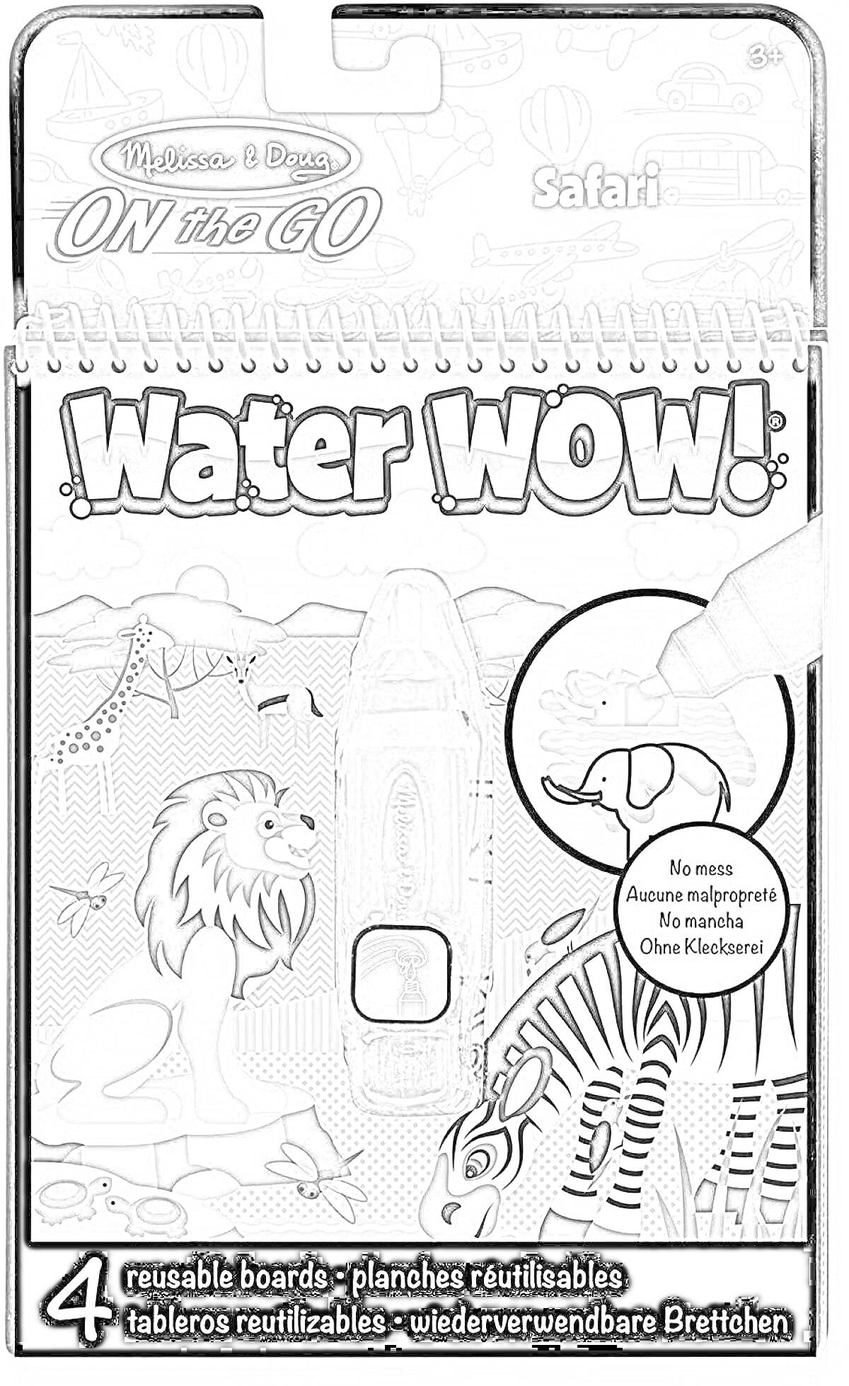 Раскраска Melissa & Doug ON THE GO Safari Water WOW! 4 reusable boards