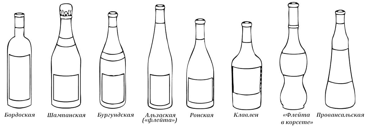 На раскраске изображено: Вино, Шампанское