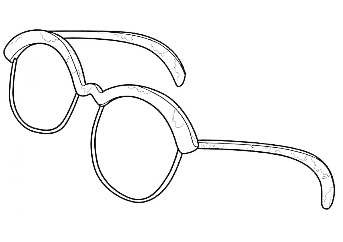 На раскраске изображено: Очки, Круглая форма, Аксессуар, Оптика