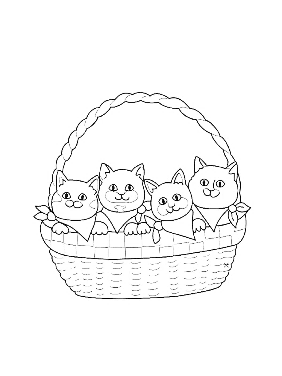  Четыре котёнка в корзине