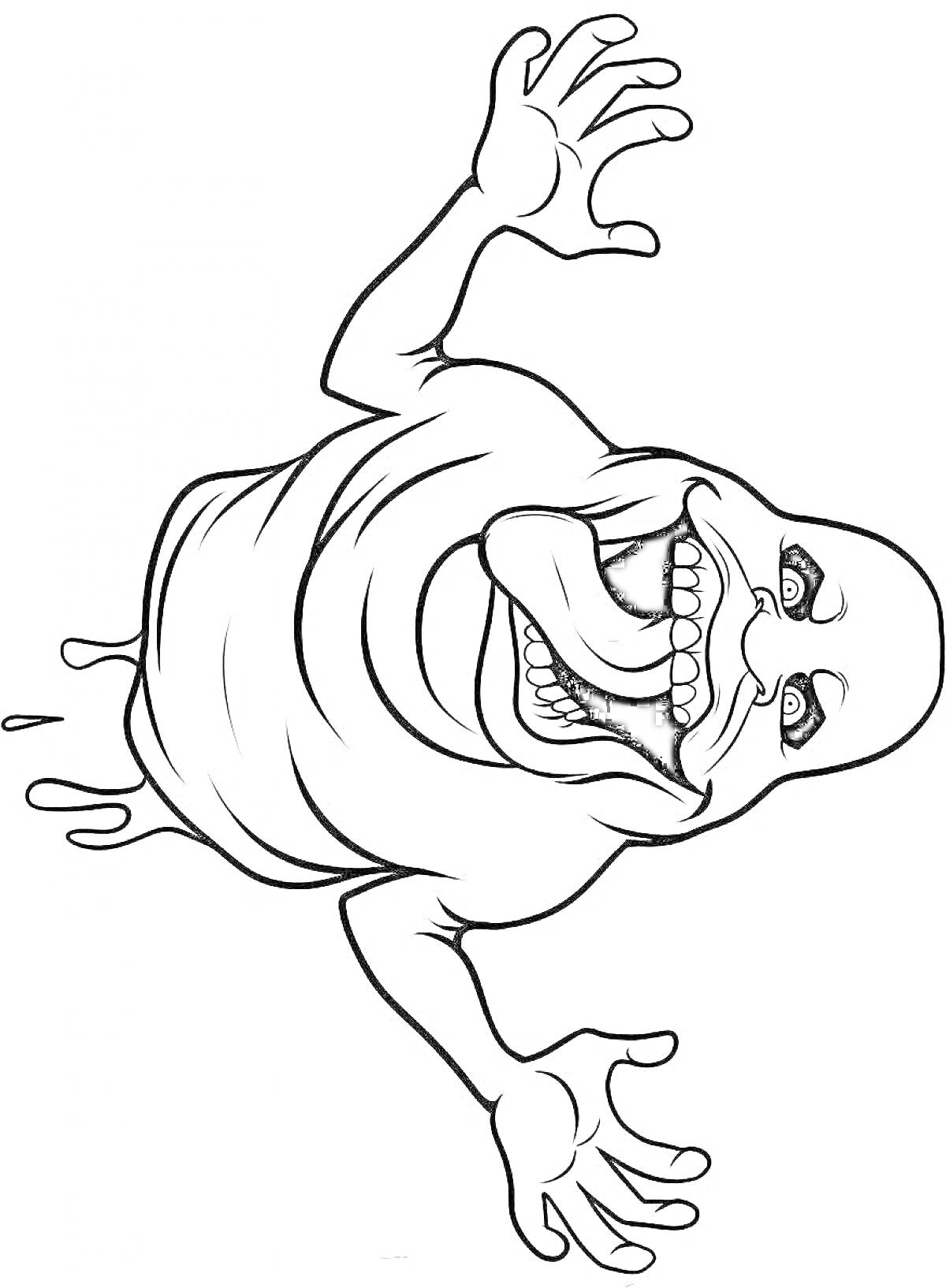 Раскраска Лизун с вытянутыми руками и выпущенным языком