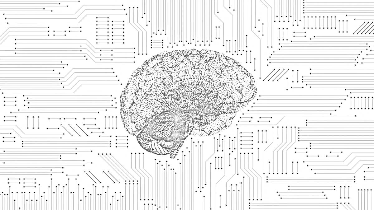 На раскраске изображено: Искусственный интеллект, Мозг, Схема, Электроника, Будущие технологии