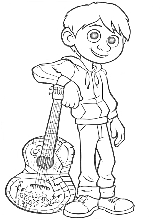 Мальчик в худи с гитарой