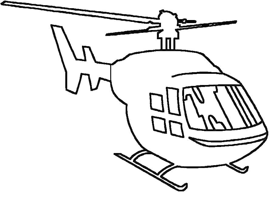 На раскраске изображено: Вертолет, Транспорт, Окна, Винт, Воздушное судно, Для детей