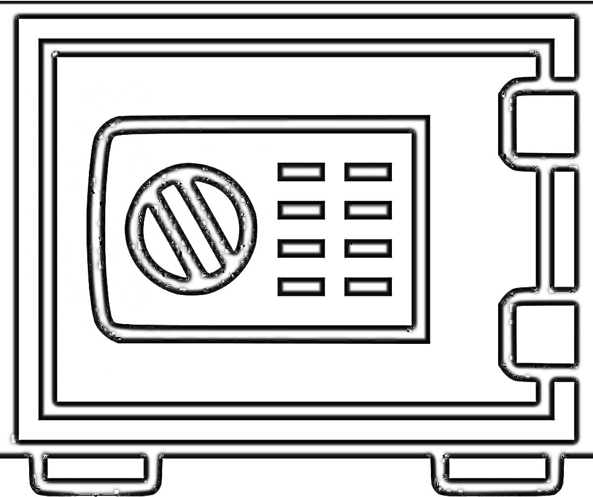 Раскраска Сейф с цифровой панелью и ручкой