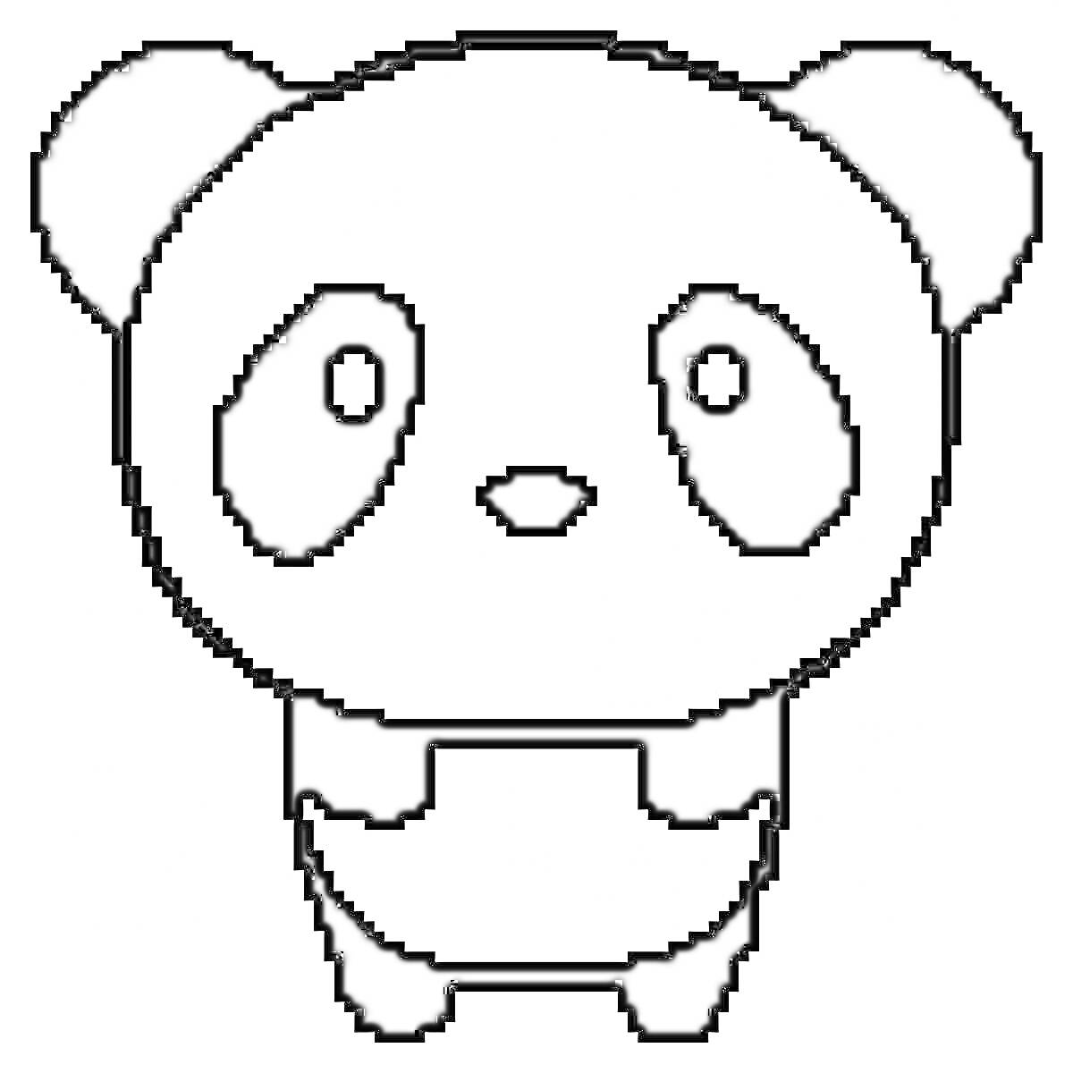 Раскраска Панда из Майнкрафт в пиксельном стиле