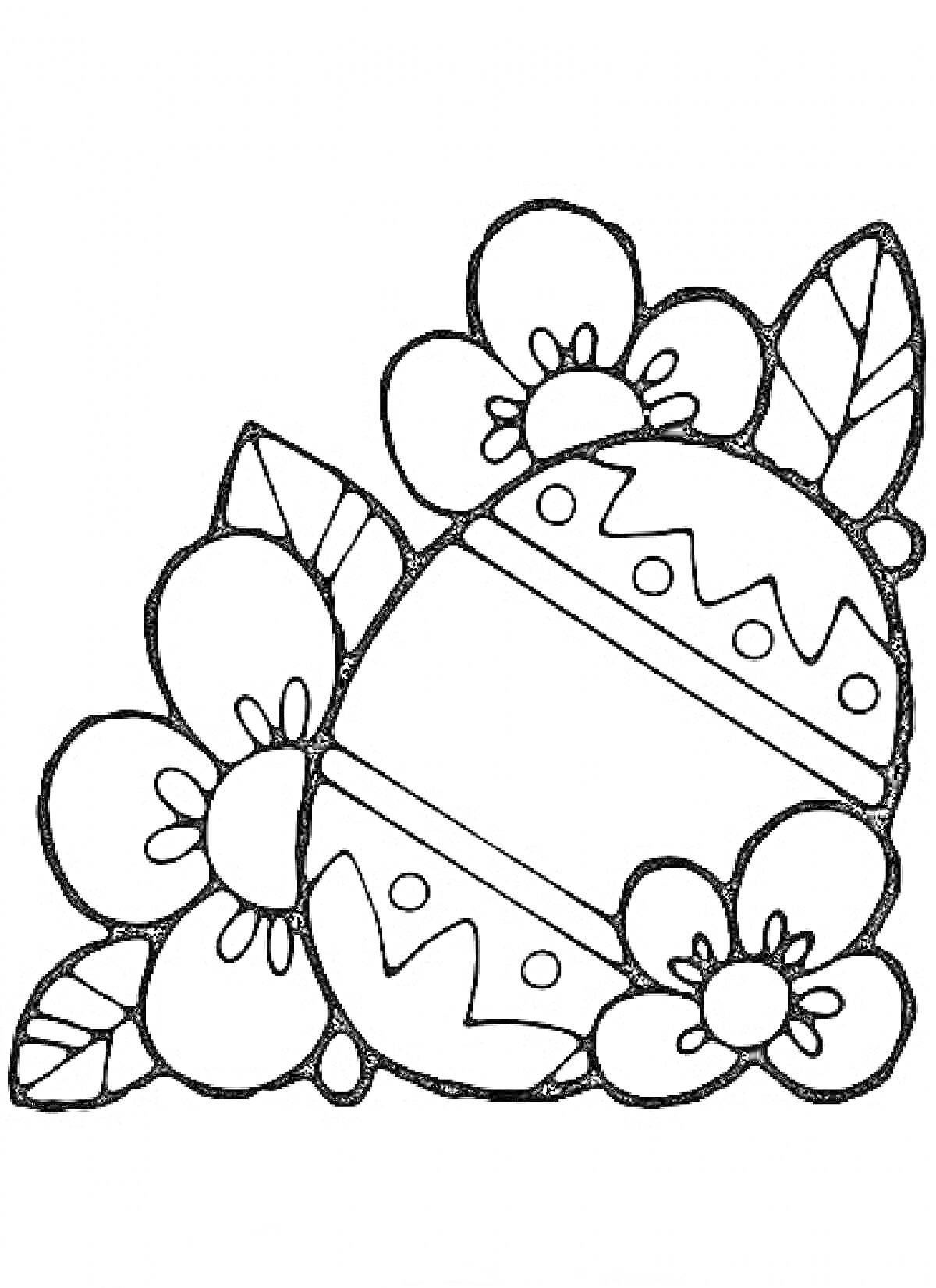 Пасхальное яйцо с цветами и листьями