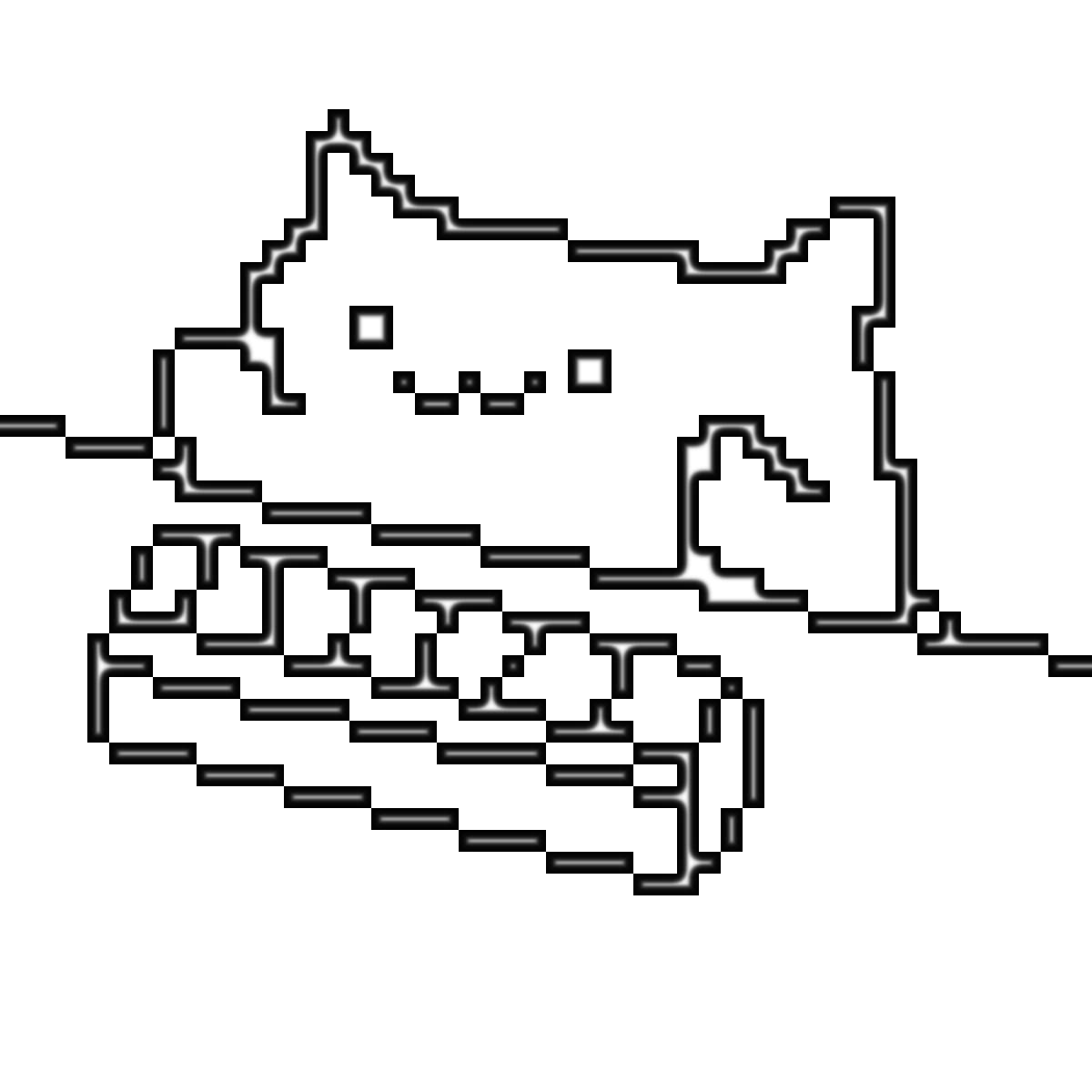 Раскраска Пиксельный кот с клавиатурой