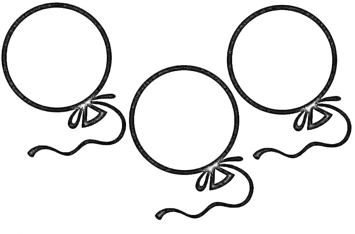 Раскраска Три воздушных шара с лентами