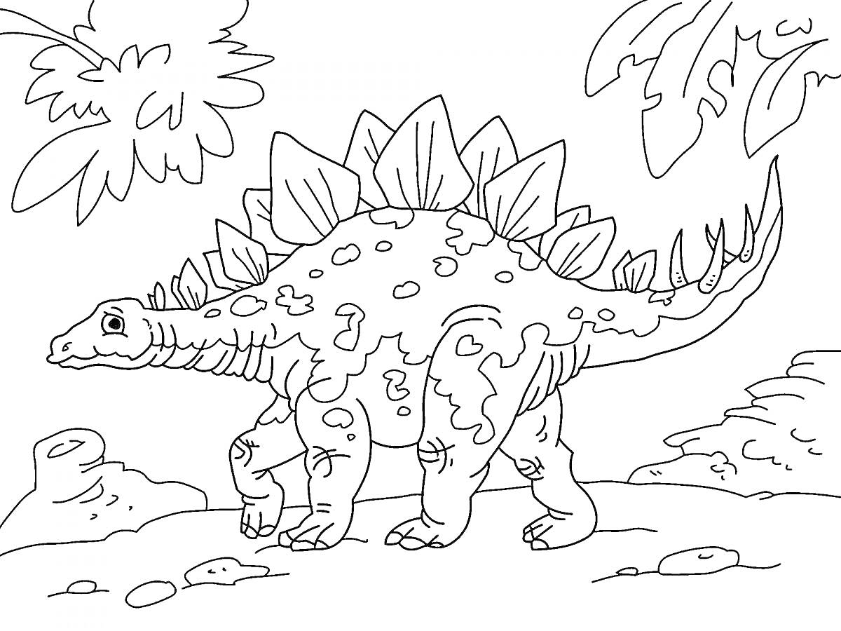 Стегозавр в тропическом лесу