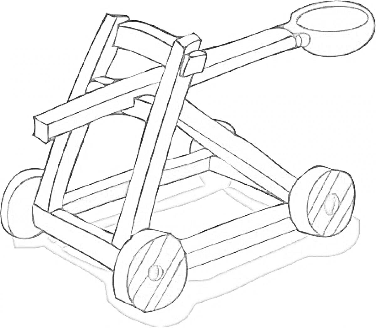 Катапульта с колесами и рычагом