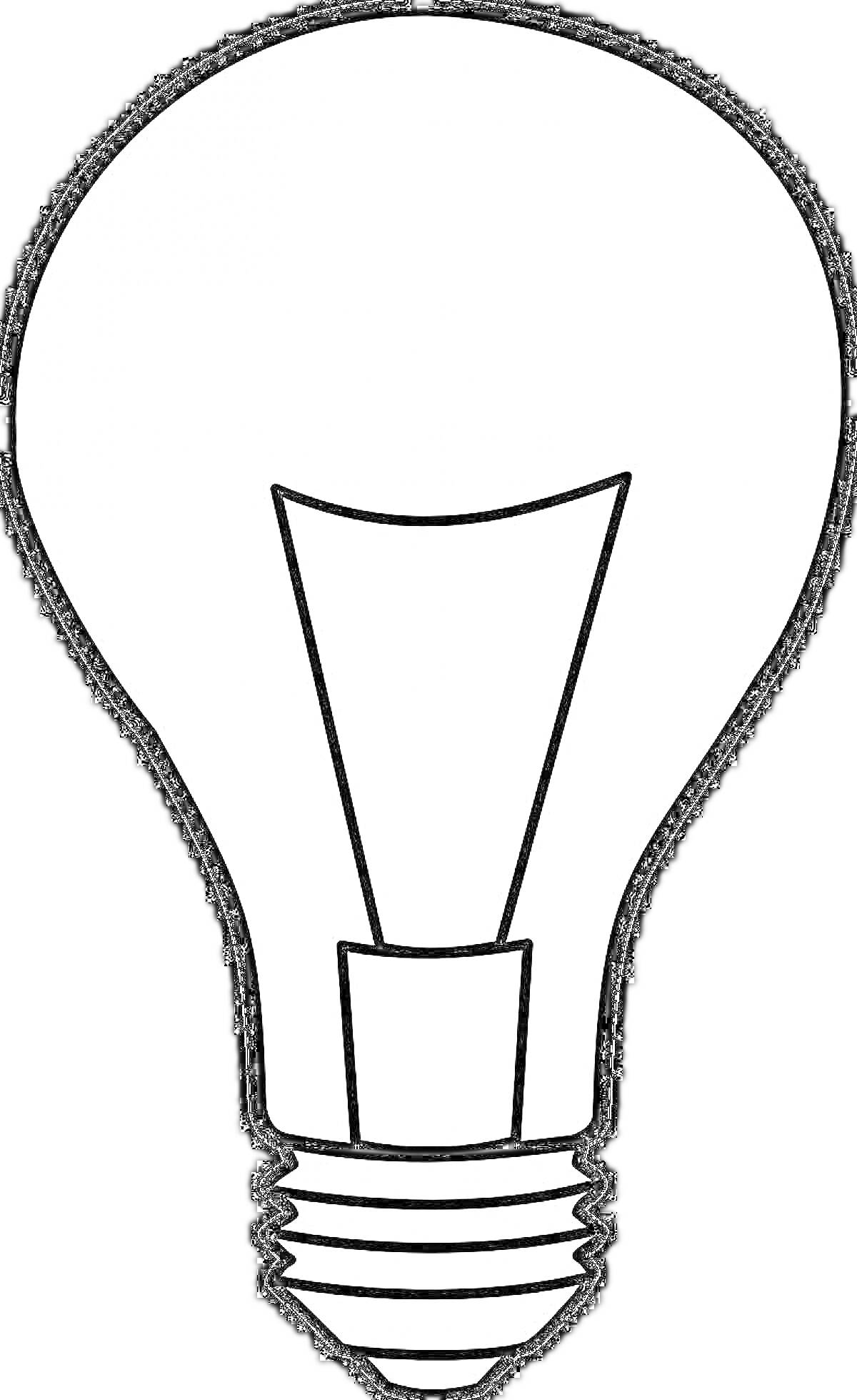 Раскраска Лампочка с цоколем и нитью накала для раскрашивания