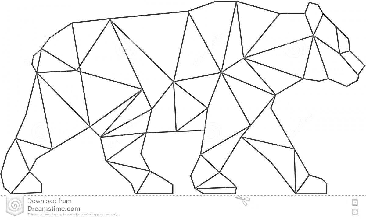 Медведь в стиле полигон с множеством многоугольников