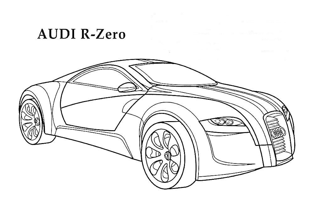 Раскраска Раскраска с автомобилем Audi R-Zero