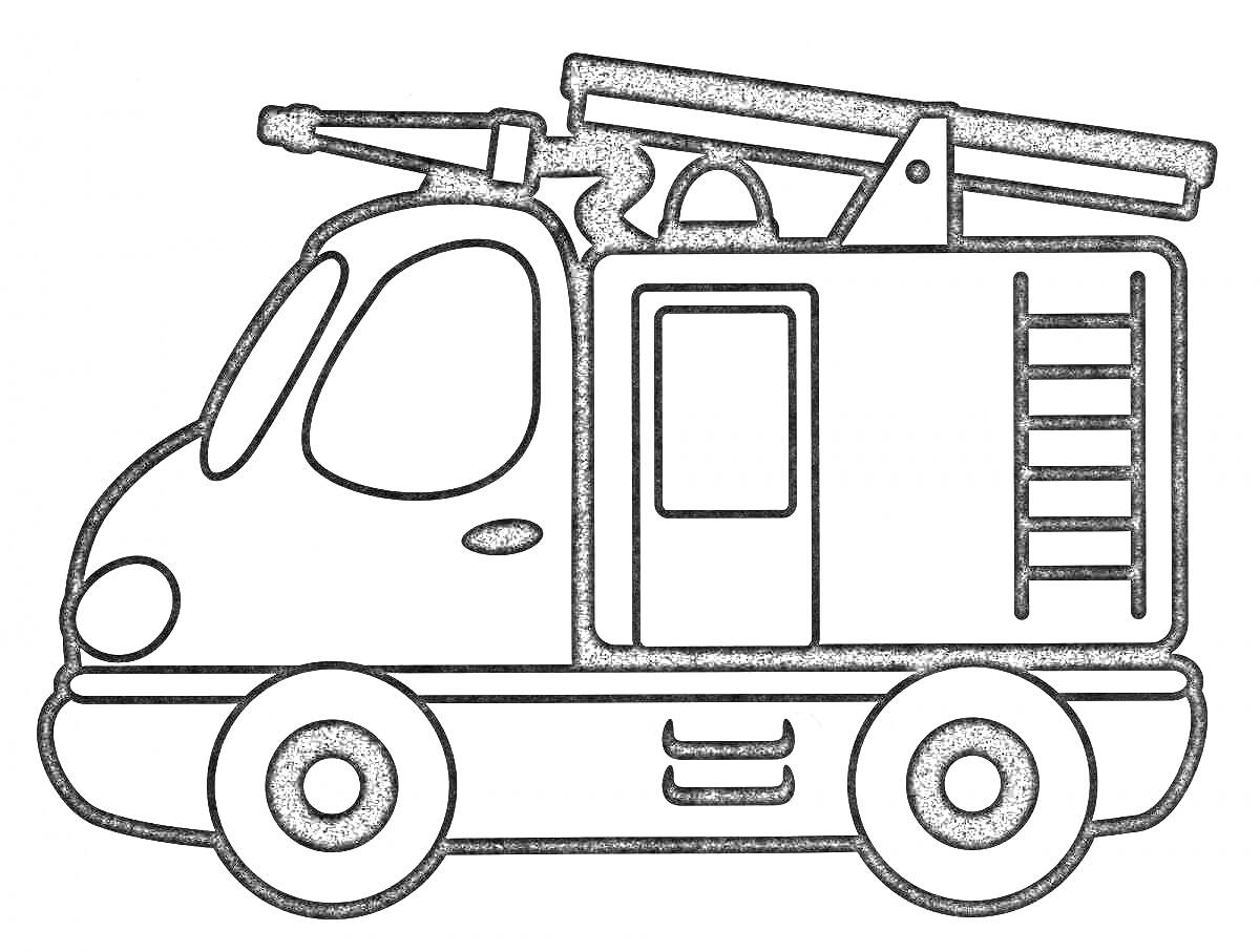 Раскраска Пожарная машина с лестницей и шлангом
