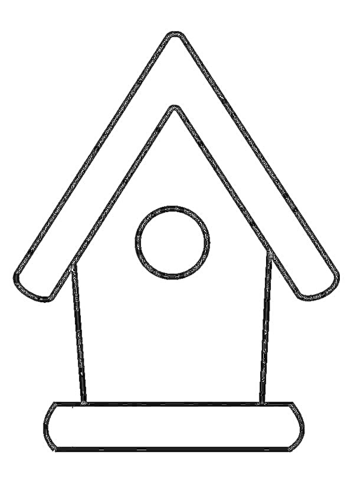 Кормушка для птиц с треугольной крышей и круглым отверстием