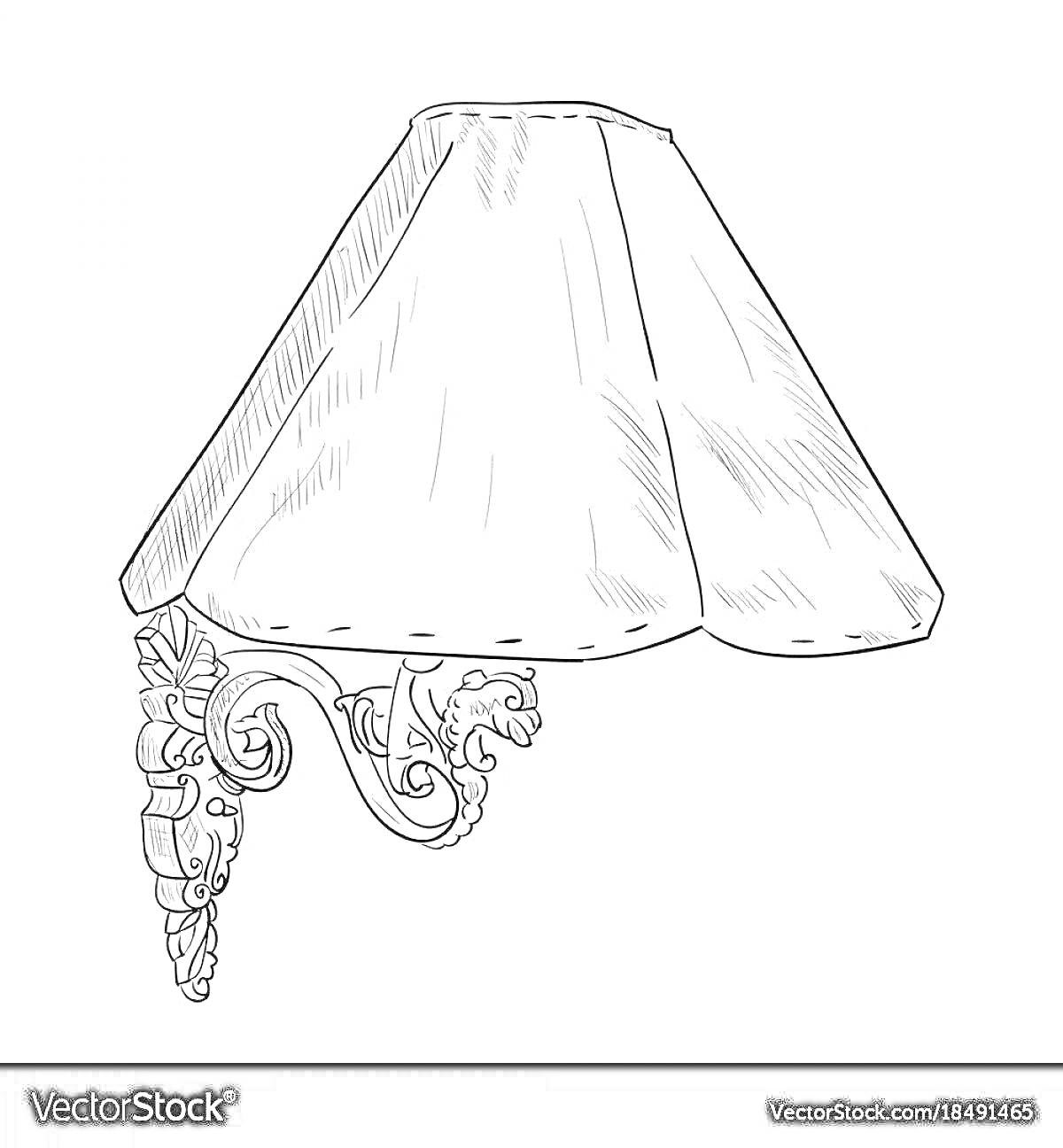 Раскраска Лампа с резным кронштейном и абажуром