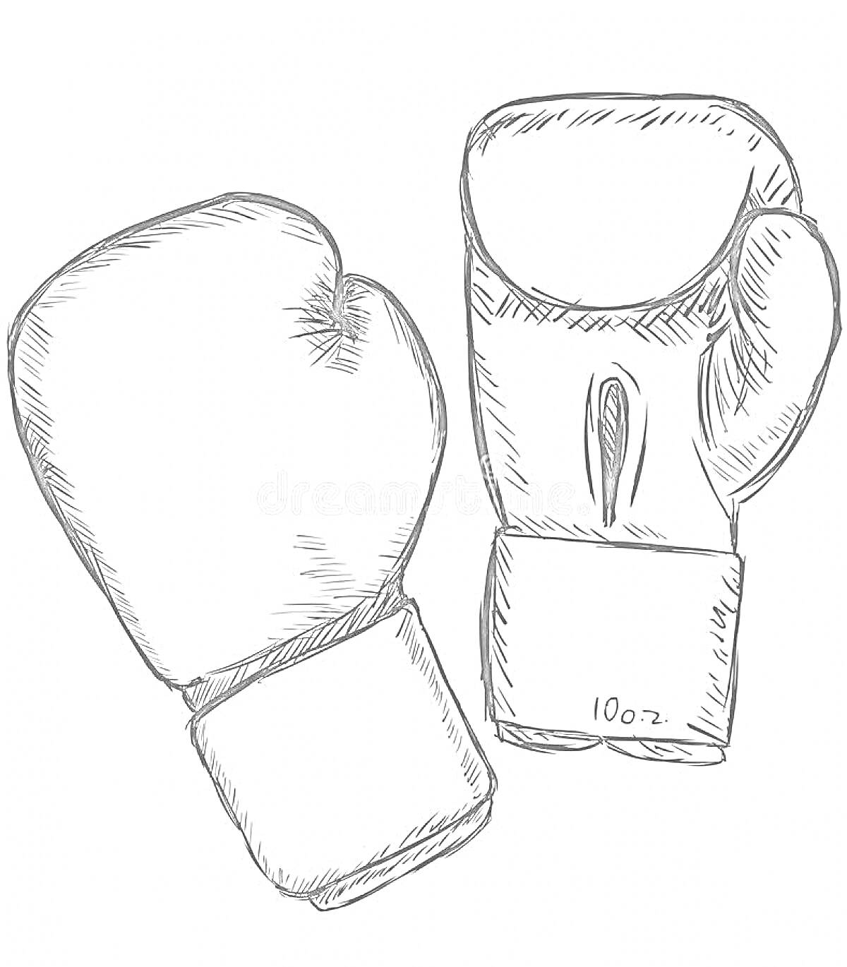 На раскраске изображено: Боксерские перчатки, Спорт, Бокс, Экипировка, Кисти, Удар